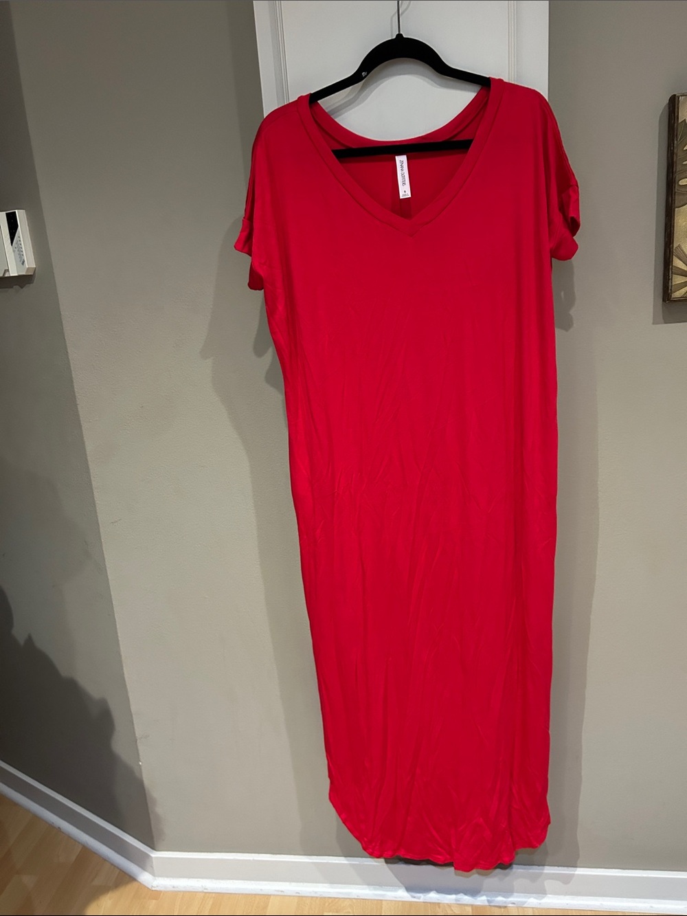 Red V-Neck Maxi Dress - Women